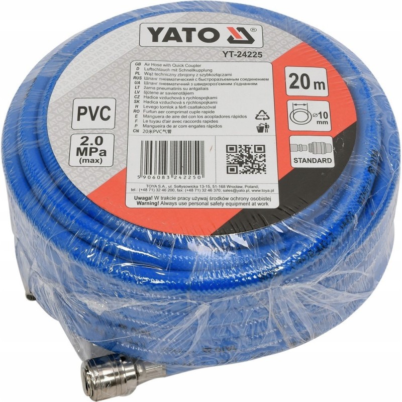 YATO WAZ PNEUMAT.PVC Z SZYBKOZL. 10MM X 20M YT-24225